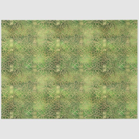 ケルトのアイリッシュグリーンと金ゴールドパター華美ン6 薄葉紙 (正面)
