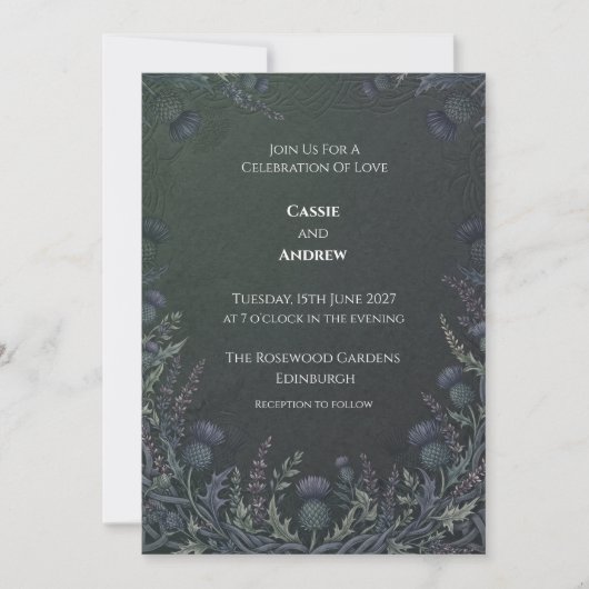ケルトのアザミの結婚式招待状 招待状 (正面)
