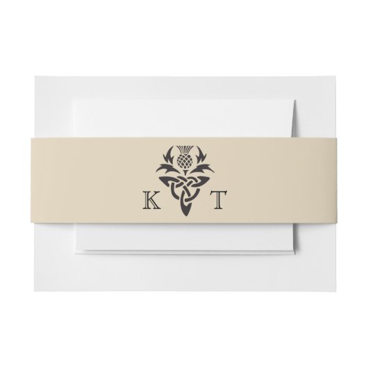 ケルトのアザミイニシャル – 白黒 招待状ベリーバンド (正面例)