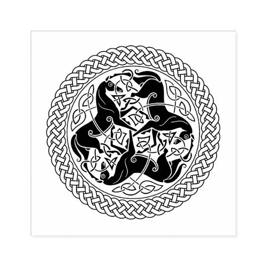 ケルトのエポナの馬との結び目 ラバースタンプ (インプリント)