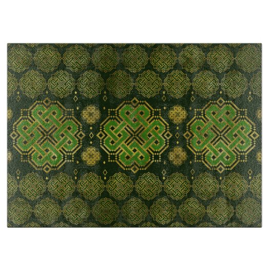 ケルトのエンドレスノット – シャムロックフォーリーフクローバー カッティングボード (正面)