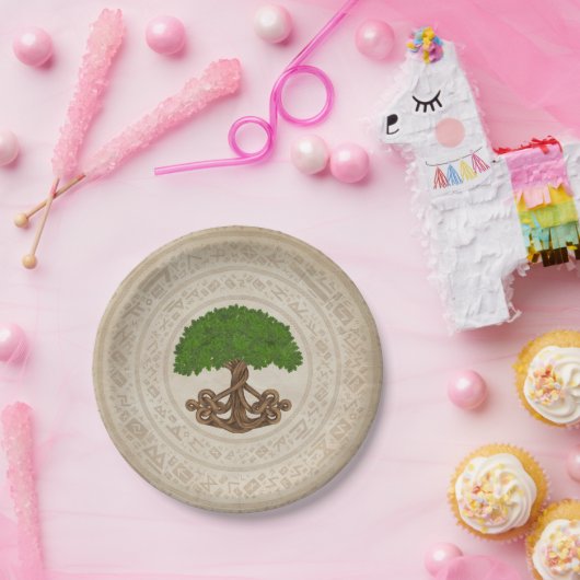 ケルトのオークの命の木 – Yggdrasil ペーパープレート (パーティー)