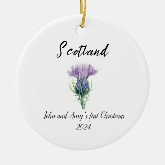 ケルトのクリスマスオーナメント、初めてのクリスマス セラミックオーナメント (正面)