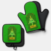 ケルトのクリスマスツリー 鍋つかみ&鍋敷きセット (正面/裏面)