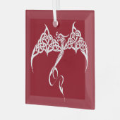 ケルトのクリスマストライバルドラゴンレッドホワイト ガラスオーナメント (正面左)