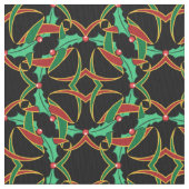 ケルトのクリスマスホリーリースパターン ファブリック (クローズアップ)