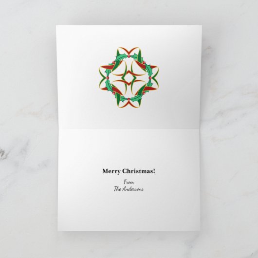 ケルトのクリスマスホリーリース パーソナライズされた シーズンカード (内部)