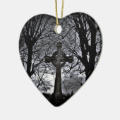 ケルトのクロスと木のハートクリスマス装飾 セラミックオーナメント (左)
