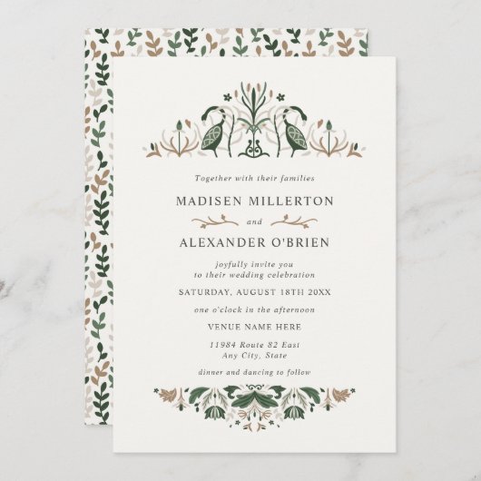 ケルトのグースフォーク結婚アート 招待状 (正面/裏面)