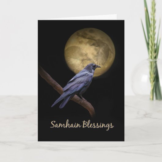 ケルトのサムハイン祝福 - ラヴェンまたはクロウ カード (正面)