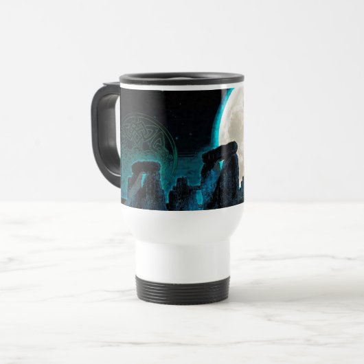 ケルトのストーンヘンジ、月と星の天文学イギリス トラベルマグ (正面左)