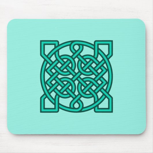 ケルトのセーラーズノット、ターコイズ、アクアとティール(緑がかった色)モ マウスパッド (正面)