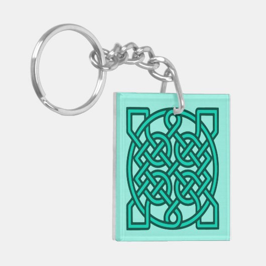 ケルトのセーラーズノット、ターコイズ、アクア、ティール(緑がかった色) キーホルダー (正面左)