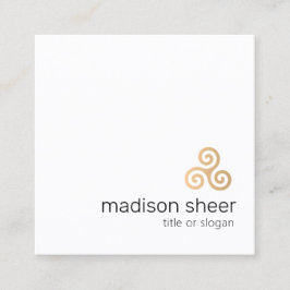 ケルトのトリスケレ記号、金ゴールドトリプルスパイラル スクエア名刺