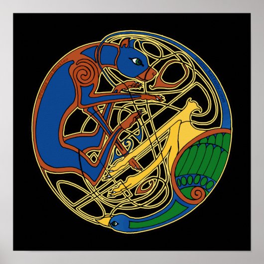 ケルトのハウンドとバードケルトのアートプリント ポスター (正面)