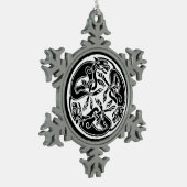 ケルトのハウンドプウォーターオーナメント スノーフレークピューターオーナメント (左)