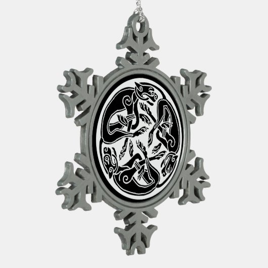 ケルトのハウンドプウォーターオーナメント スノーフレークピューターオーナメント (左)