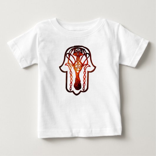 ケルトのハムザハンド(オレンジ/赤) ベビーTシャツ (正面)