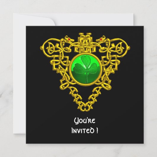 ケルトのハートとクローバー セントパトリックデーのパーティー 招待状 (正面)