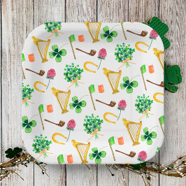 ケルトのハープ聖パトリックの日のパターン ペーパープレート