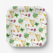 ケルトのハープ聖パトリックの日のパターン ペーパープレート (正面)