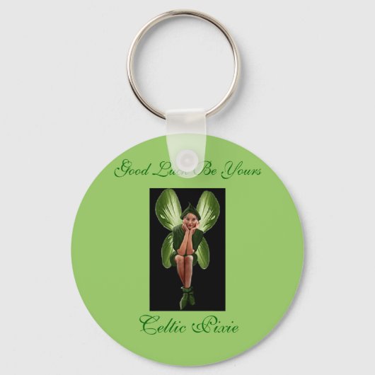 ケルトのピクシー、幸運を祈る キーホルダー (正面)
