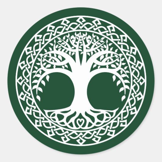 ケルトの円パターンの生命の木 ラウンドシール (正面)