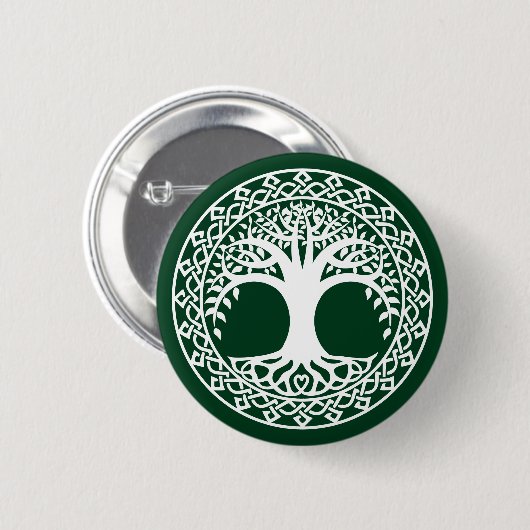ケルトの円パターンの生命の木 缶バッジ (正面&裏面)