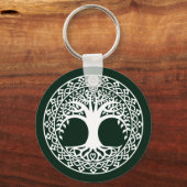 ケルトの円パターン内の生命の木 キーホルダー (正面)