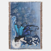 ケルトの冬の月妖精 青い雪の結晶 ファンタジー スローブランケット (正面縦)