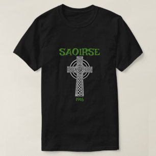 ケルトの十字架と自由アイルランド語を意味するソイルス Tシャツ