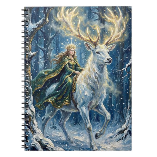 ケルトの女神と輝く白い鹿 ノートブック (正面)