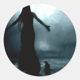 ケルトの女神モリガンのカラスの雨の水 ラウンドシール