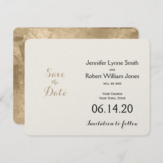 ケルトの木の命の金ゴールド結婚式が日付を救う セーブザデート (正面/裏面)