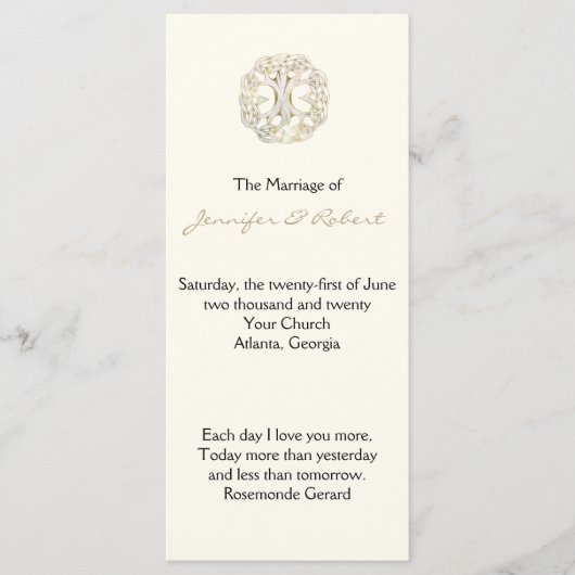 ケルトの木の生命金ゴールド結婚式 プログラム (正面)