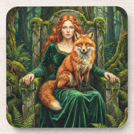 ケルトの森の女王 赤狐の魔女 ファンタジーアート ( コースター (正面)
