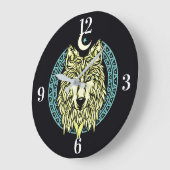 ケルトの狼 ラージ壁時計 (傾斜)