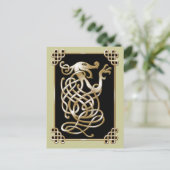 ケルトの狼 – 黒の背景 ポストカード (スタンド正面)