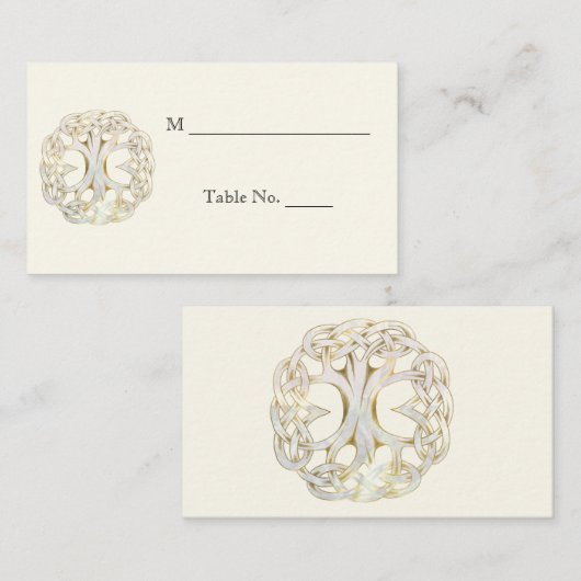 ケルトの生命の木の金ゴールド結婚の座席表 プレイスカード (正面/裏面)
