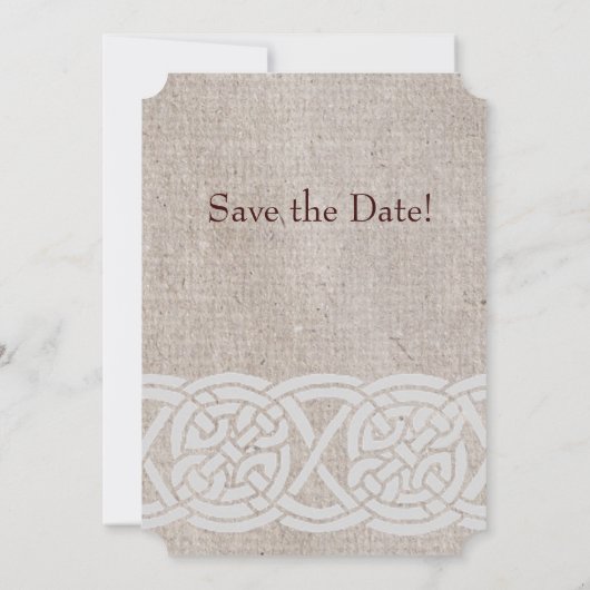 ケルトの結び目が施された素朴な麻布の伝統的なアイルランド風 招待状 (裏面)