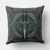 ケルトの緑と銀剣 クッション (裏面)