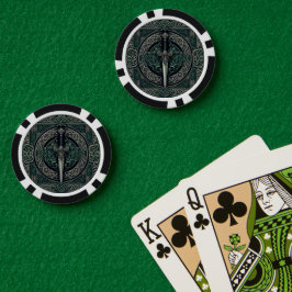 ケルトの緑と銀剣 ポーカーチップ
