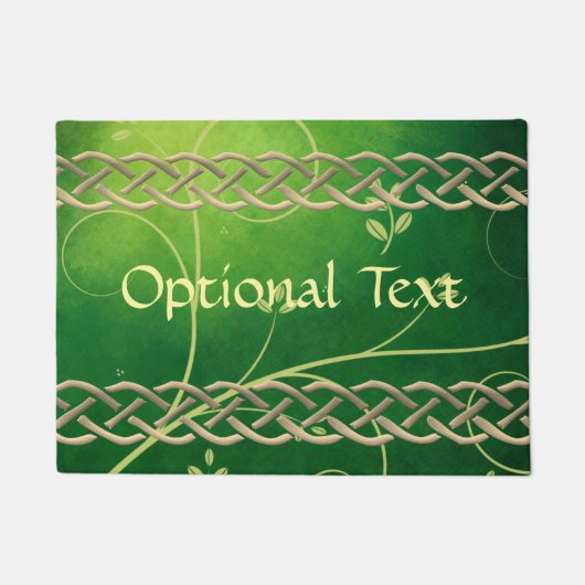 ケルトの緑のノットと葉ズ ドアマット (正面)
