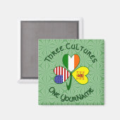 ケルトの葉のスコットランドライオン・アイリッシュ・アメリカ国旗カスタマイズマグネット マグネット (正面/裏面)