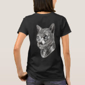 ケルトの銀の猫の頭 - 隠密の戦士へ Tシャツ (裏面)