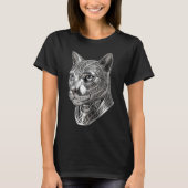 ケルトの銀の猫の頭 - 隠密の戦士へ Tシャツ (正面)