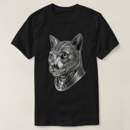 ケルトの銀の猫の頭 - 隠密の戦士へ Tシャツ