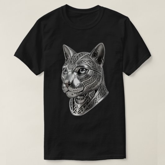 ケルトの銀の猫の頭 - 隠密の戦士へ Tシャツ (デザイン正面)