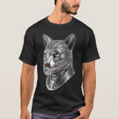 ケルトの銀の猫の頭 - 隠密の戦士へ Tシャツ (正面)