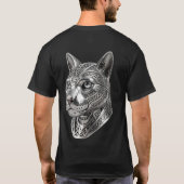 ケルトの銀の猫の頭 - 隠密の戦士へ Tシャツ (裏面)
